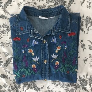 Bobbie Brooks Embroidered Denim Button Down Shirt